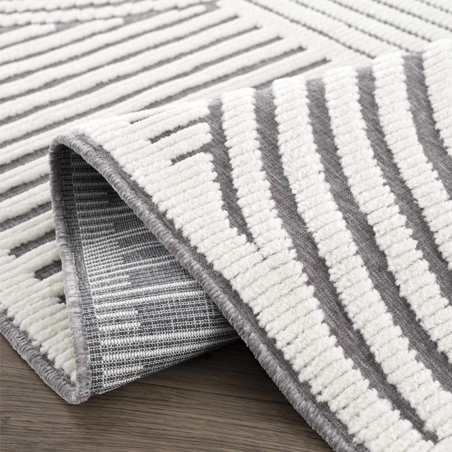 Colorful Kids Area Rug - Rainbow Washable Playroom Rug in Deron Gray