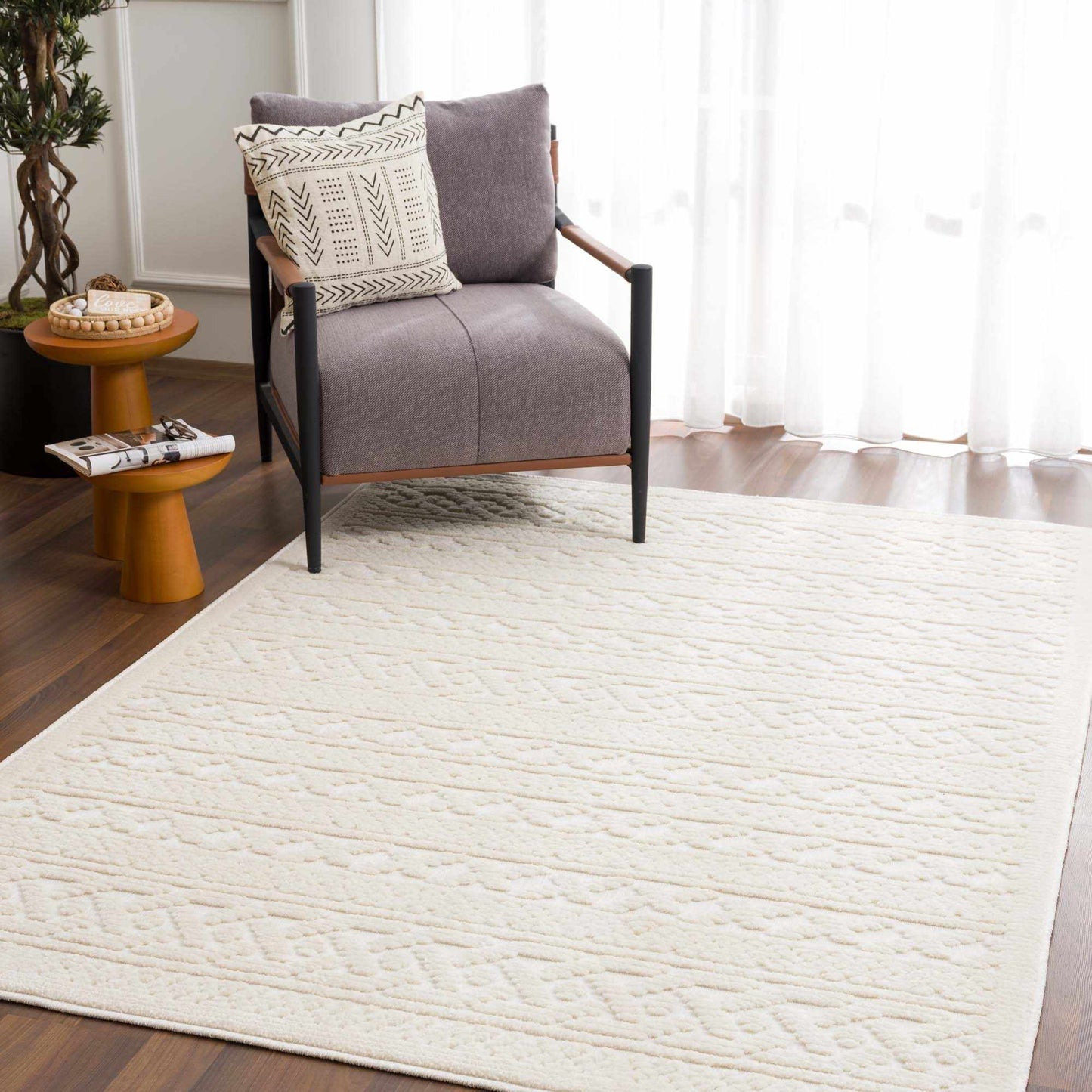 3D White Washable Rug - Stylish Durable Easy to Clean