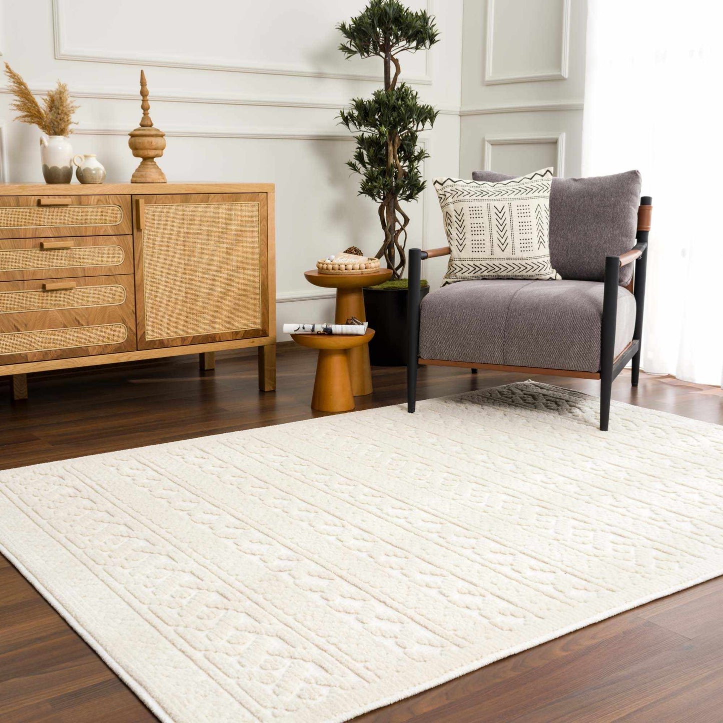 3D White Washable Rug - Stylish Durable Easy to Clean