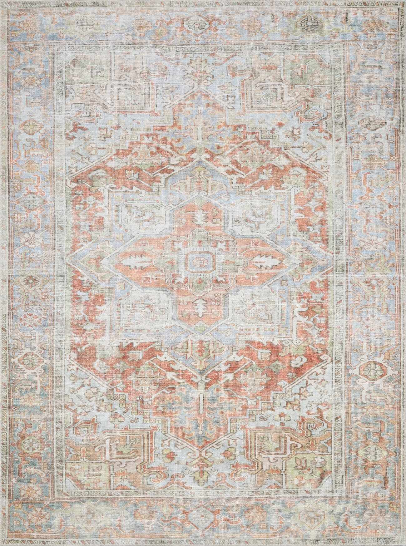 Washable Rust Area Rug - Stylish Durable Easy to Clean