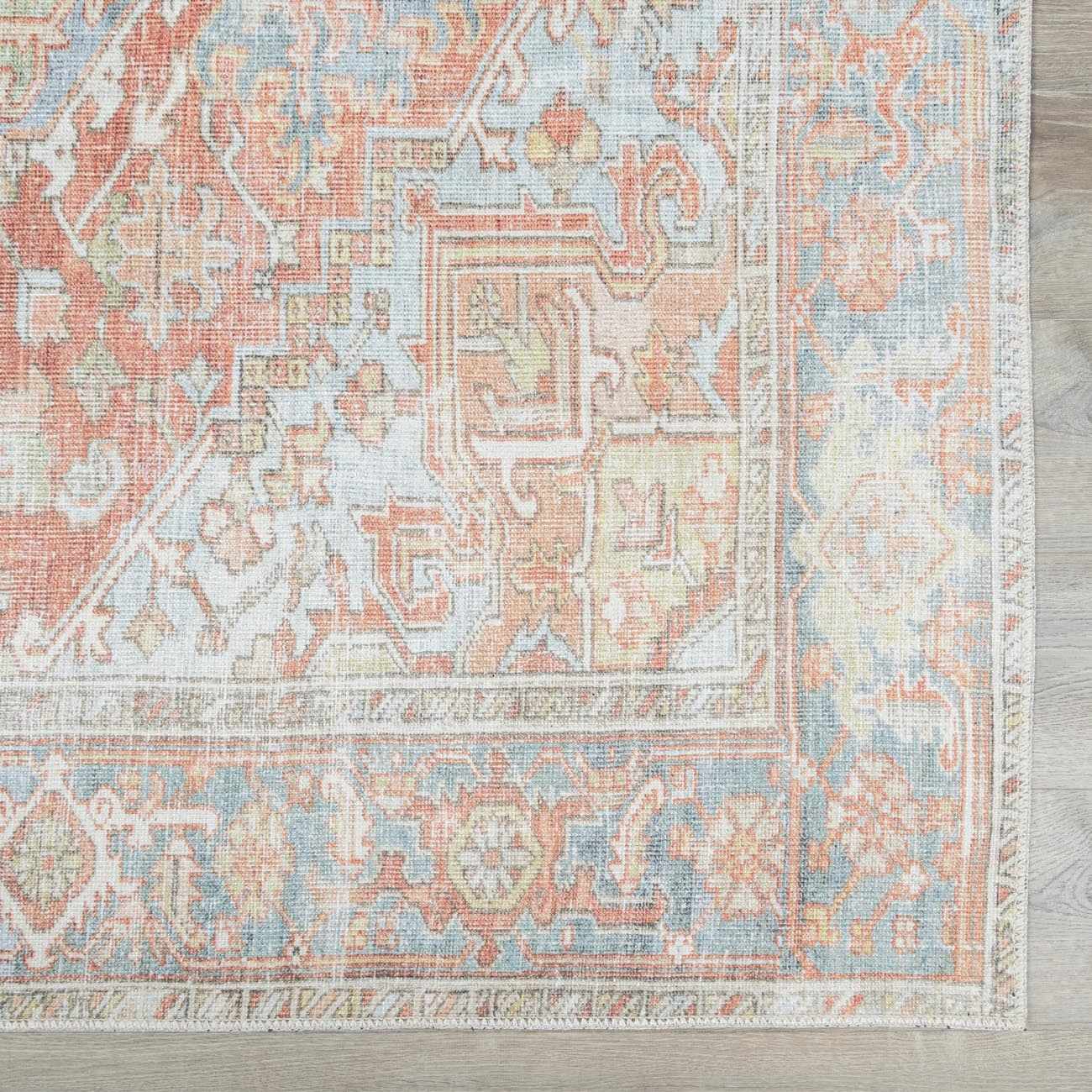 Washable Rust Area Rug - Stylish Durable Easy to Clean