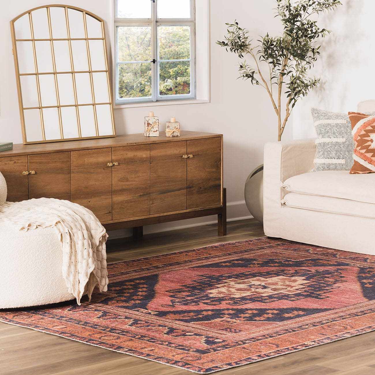 Vintage Washable Flat Pile Rug - Malamote Collection for Stylish Decor