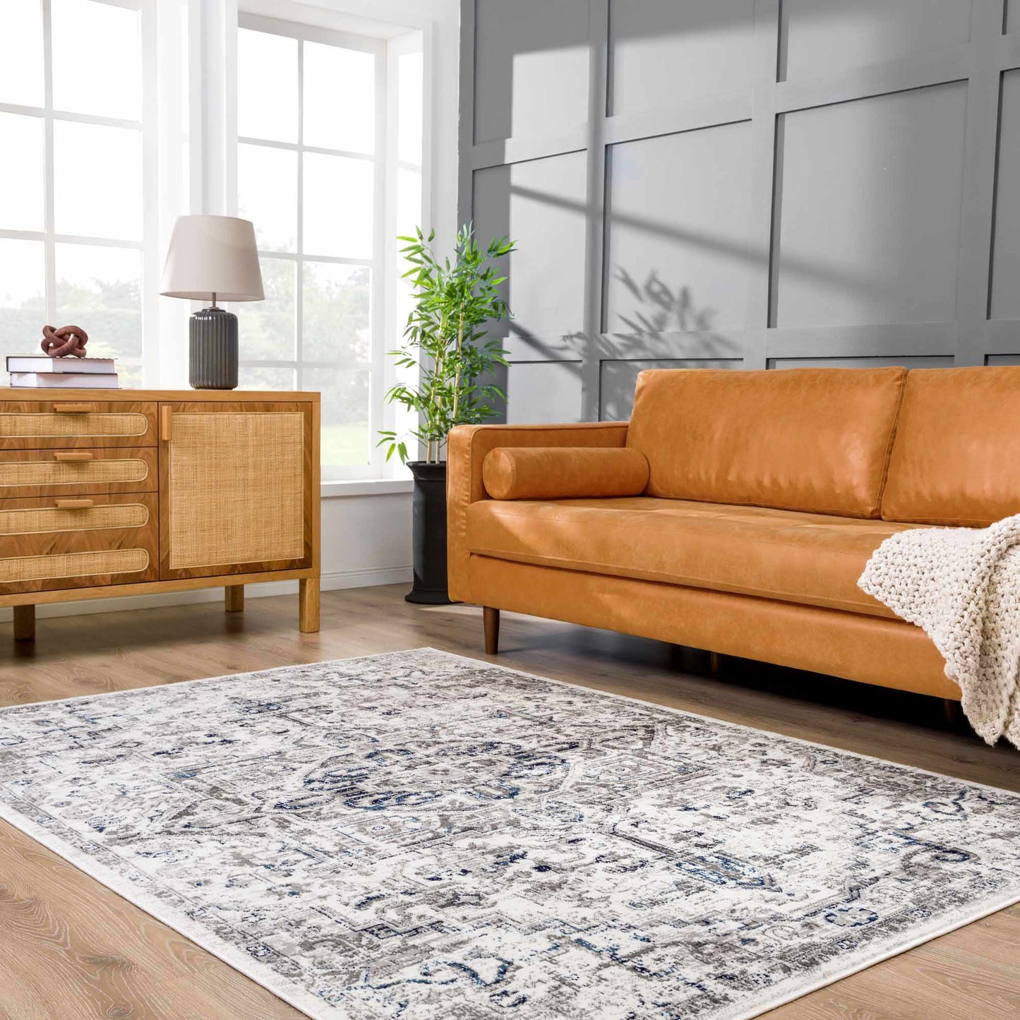 Hauteloom Buenaventura Area Rug - Cream Navy Stylish Home Décor Accent