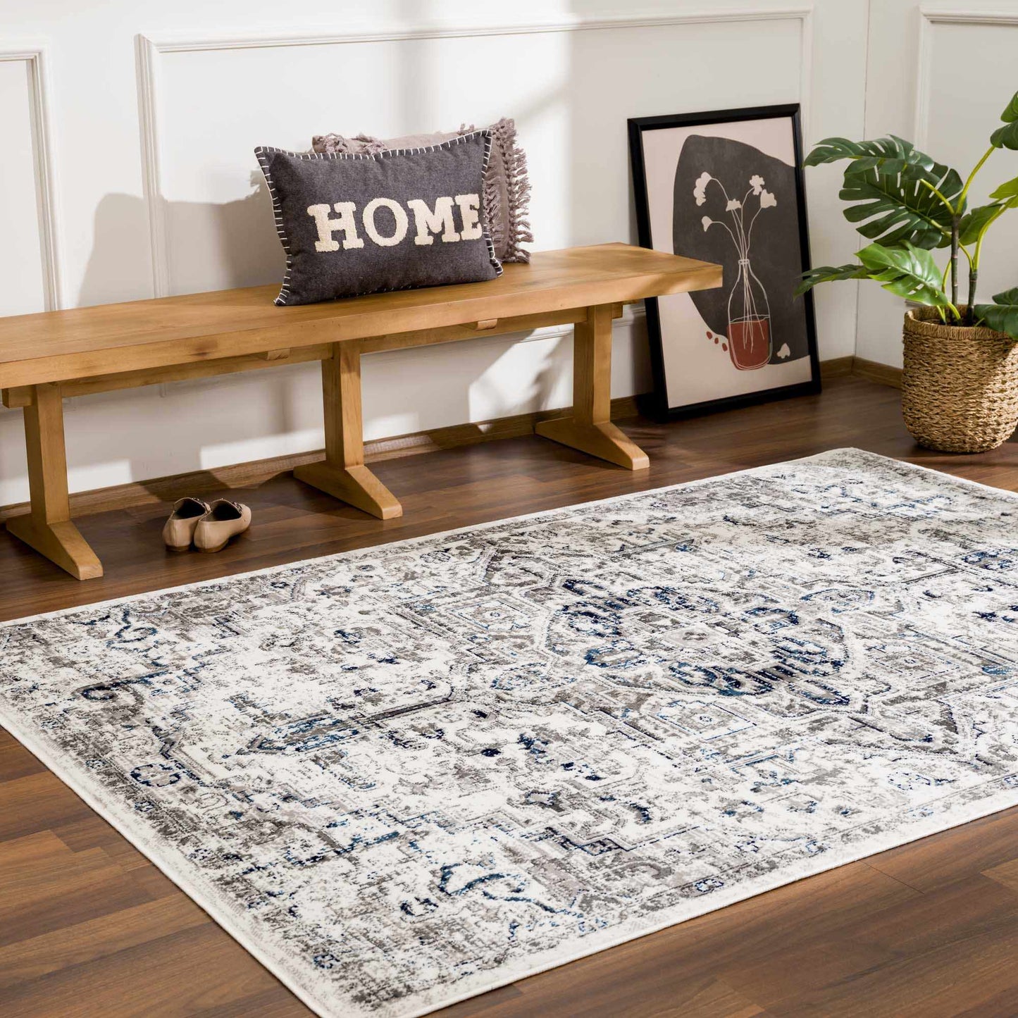 Hauteloom Buenaventura Area Rug - Cream Navy Stylish Home Décor Accent