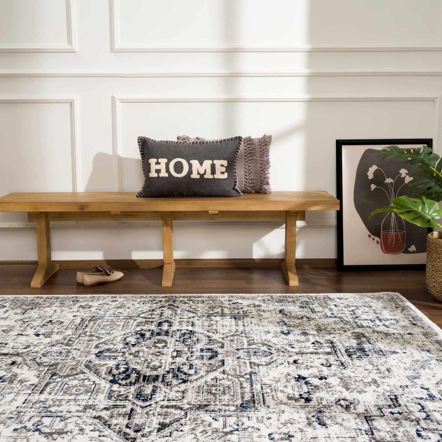 Hauteloom Buenaventura Area Rug - Cream Navy Stylish Home Décor Accent