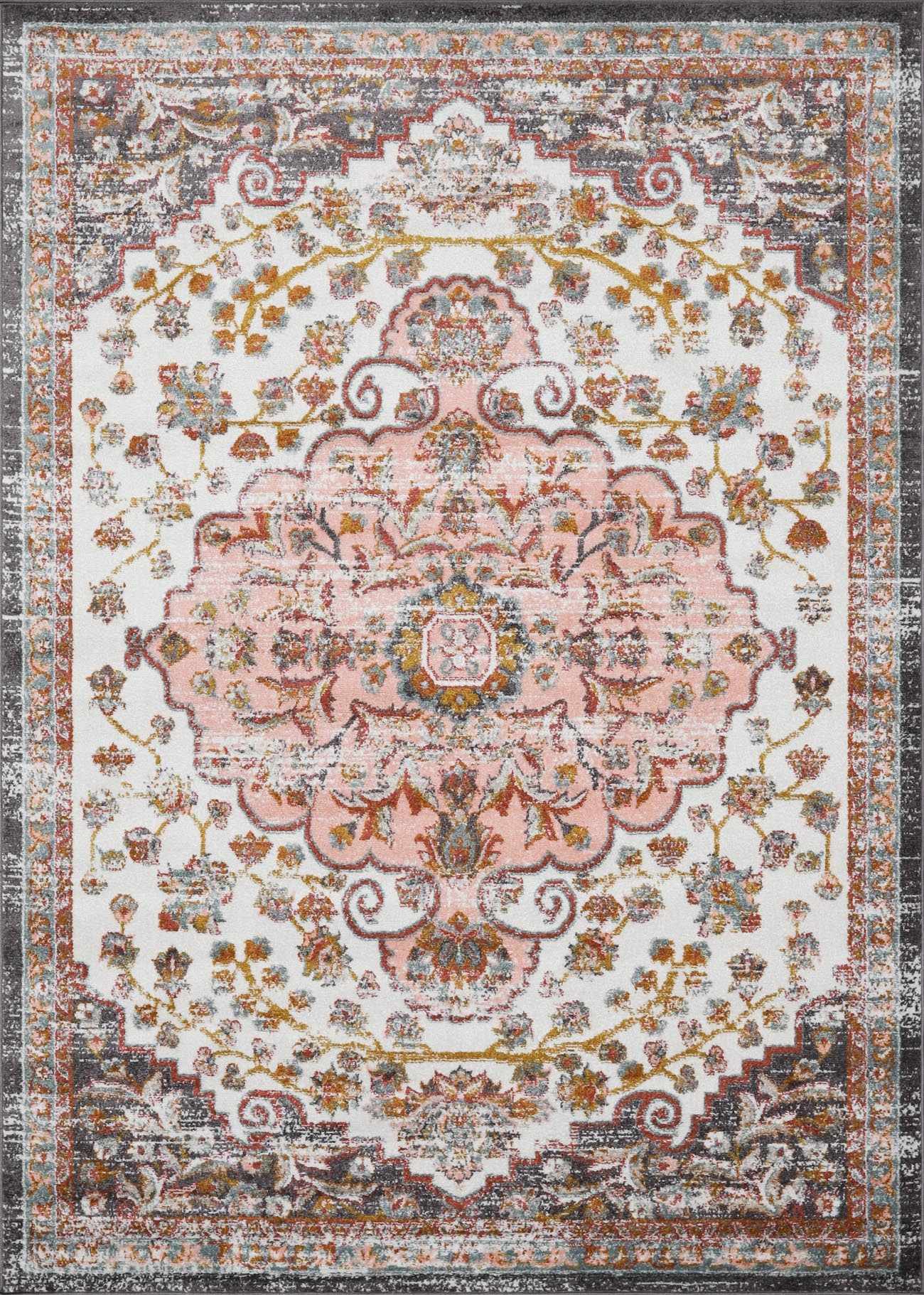 Floral Medallion Area Rug - Elegant Living Room Bedroom Decor