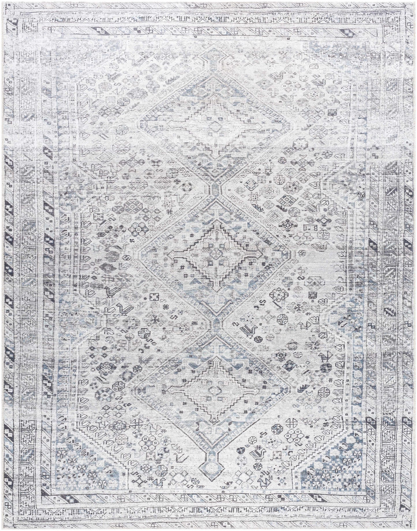 Washable Gray Flat Pile Rug - Soft Durable Area Rug for Home Décor