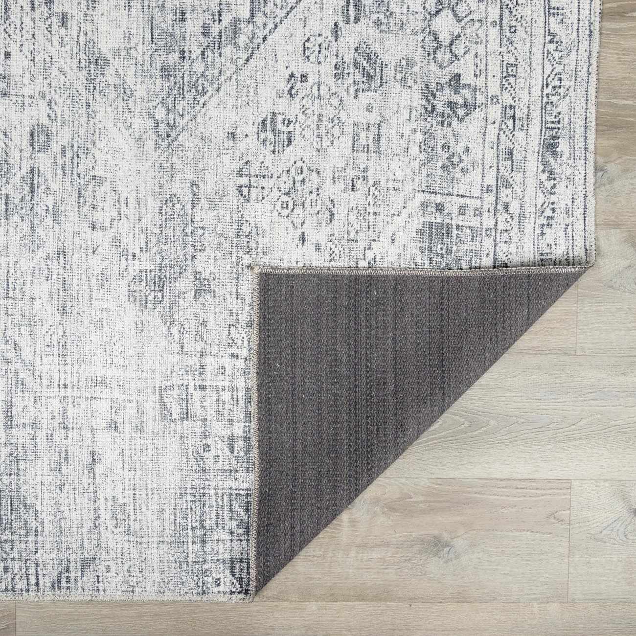 Gray Blue Washable Area Rug - Living Room Bedroom Decor
