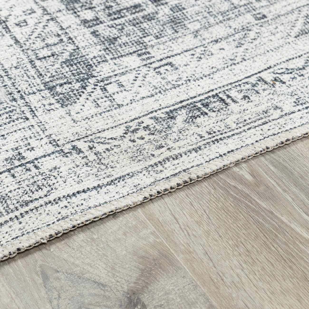 Gray Blue Washable Area Rug - Living Room Bedroom Decor