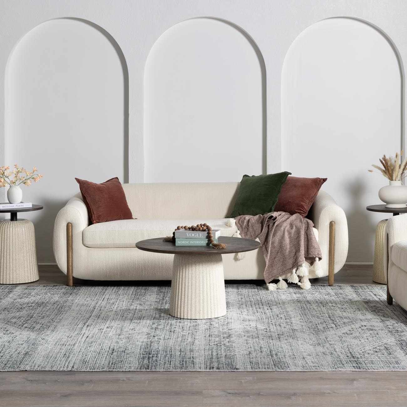 Gray Blue Washable Area Rug - Living Room Bedroom Decor