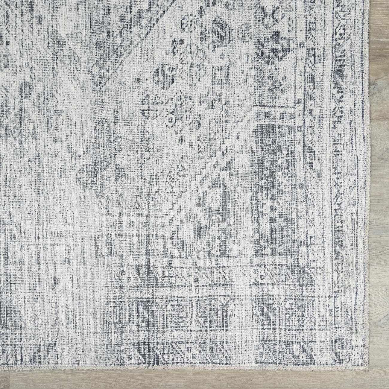 Gray Blue Washable Area Rug - Living Room Bedroom Decor