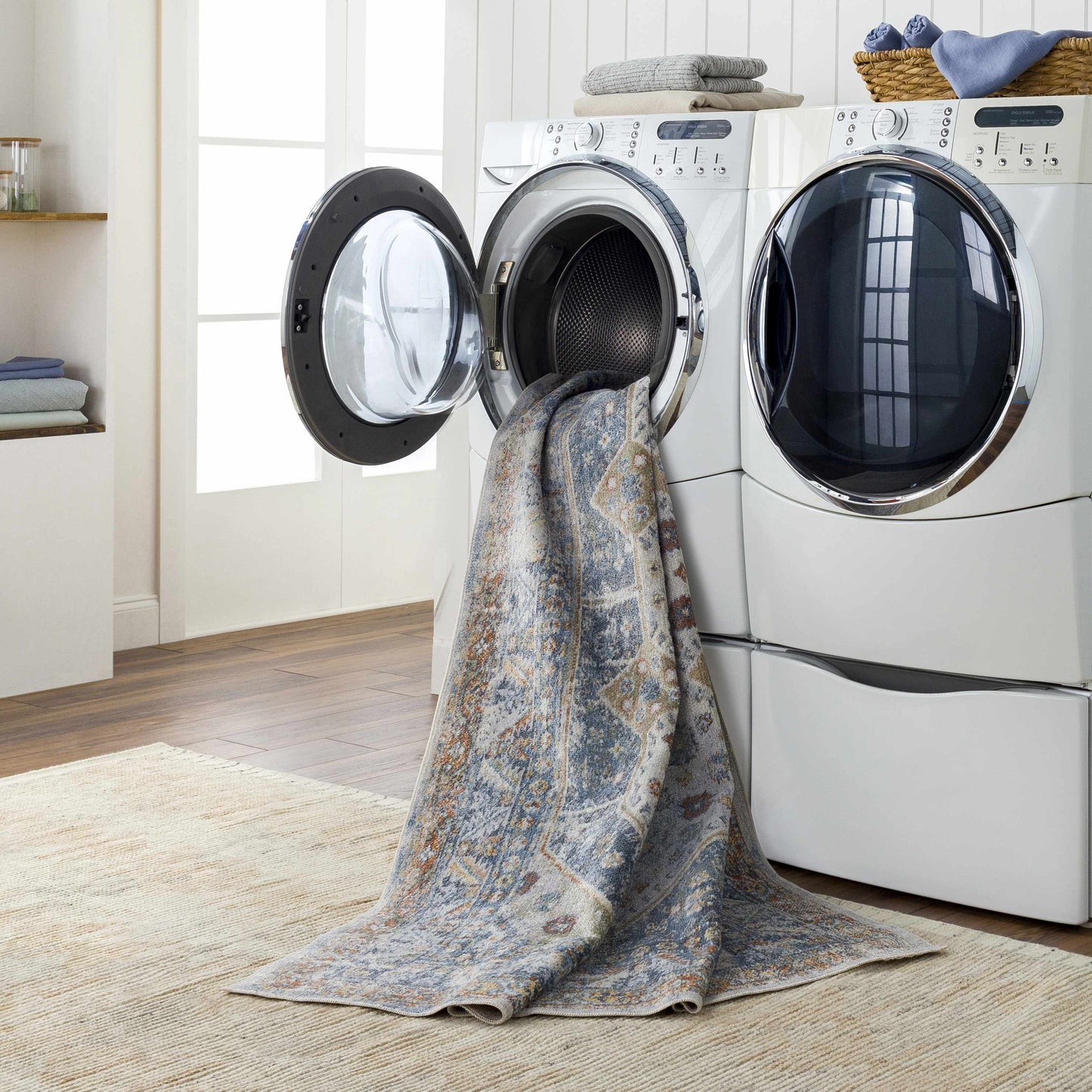 Washable Flat Pile Area Rug - Soft Durable Stylish Home Decor