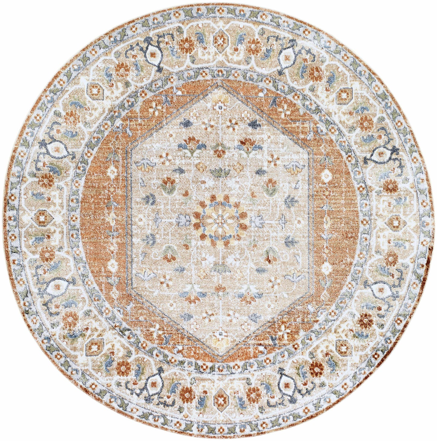 Washable Flat Pile Rug - Soft Durable Gael Rust Home Decor