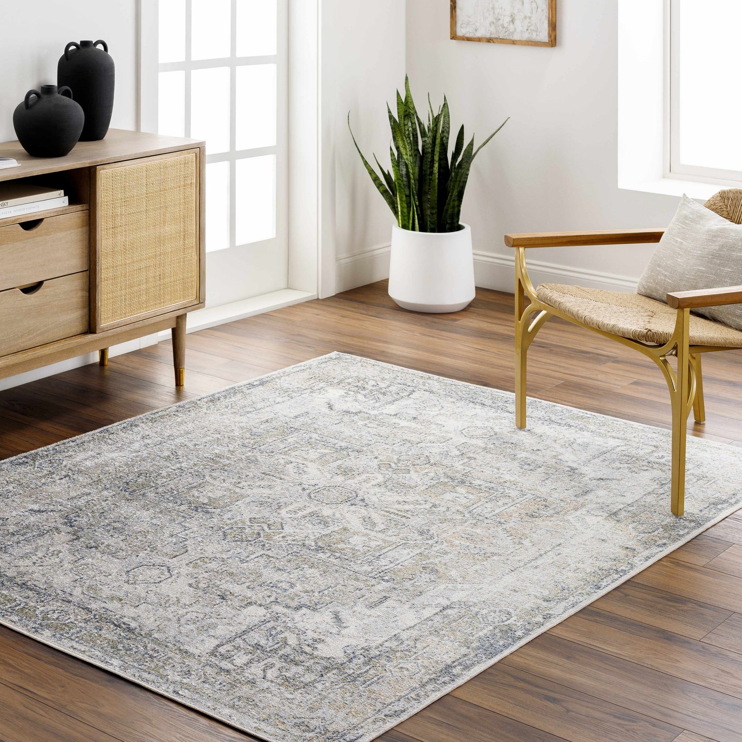 Hera Olive Washable Flat Pile Rug - Stylish Easy to Clean