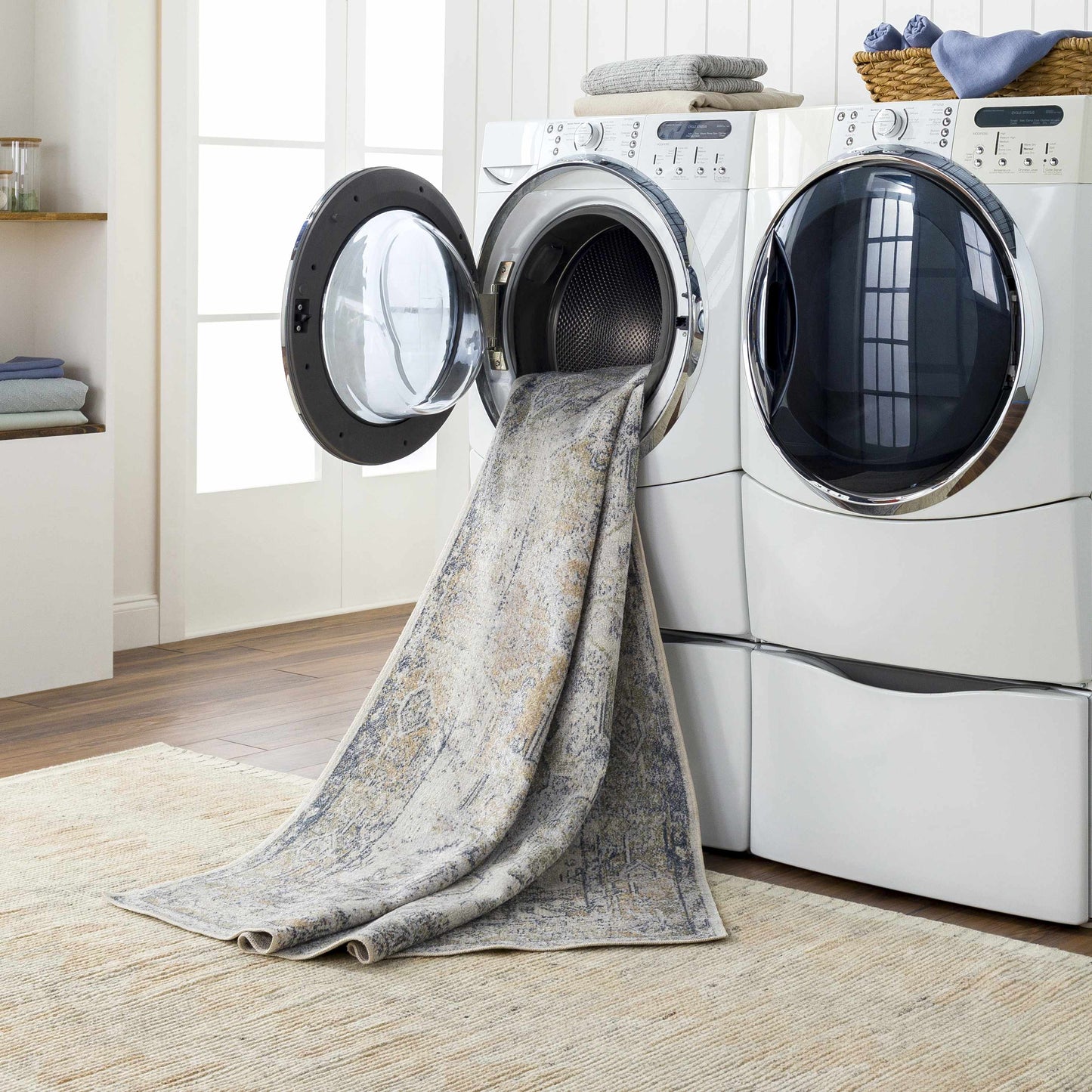 Hera Olive Washable Flat Pile Rug - Stylish Easy to Clean
