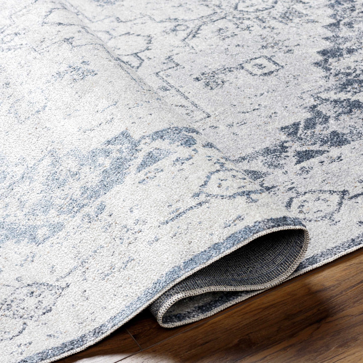 Ivory Washable Flat Pile Rug - Hera Collection for Modern Decor