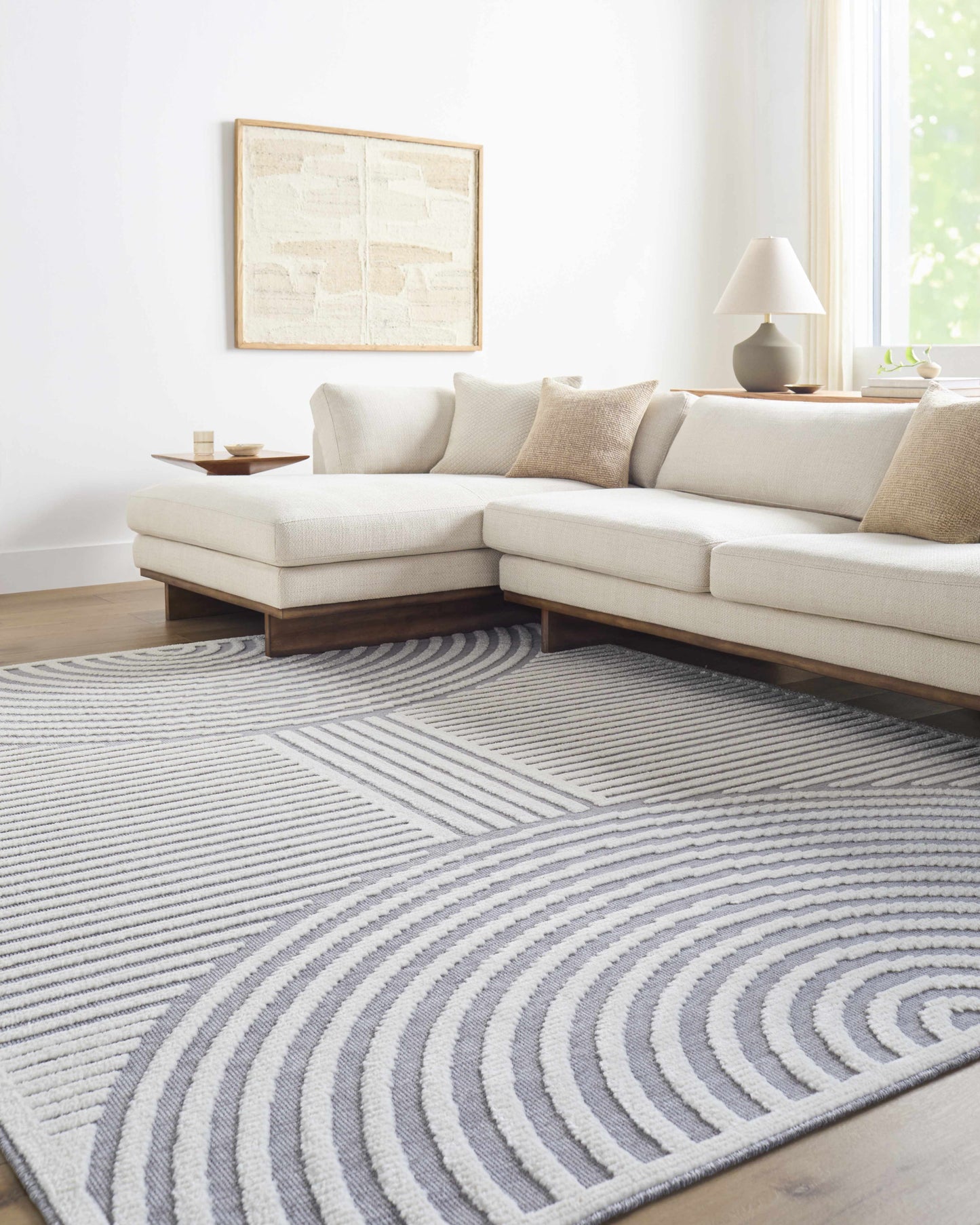 Colorful Kids Area Rug - Rainbow Washable Playroom Rug in Deron Gray