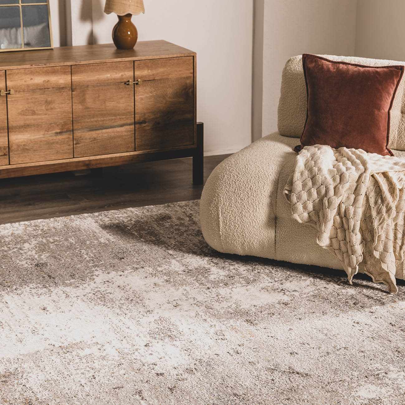 Abstract Taupe Area Rug - Modern Stylish Home Décor Rug