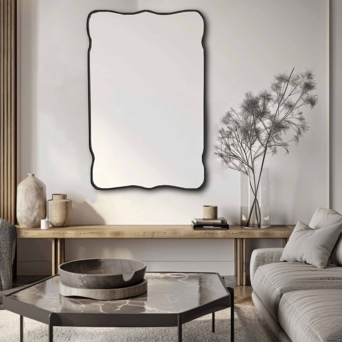 Scalloped Mirror - Brass Wall Mirror