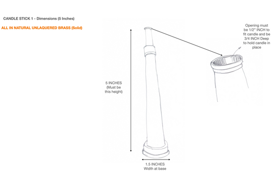Pedido personalizado: candelabro de latón, dimensión 5 pulgadas