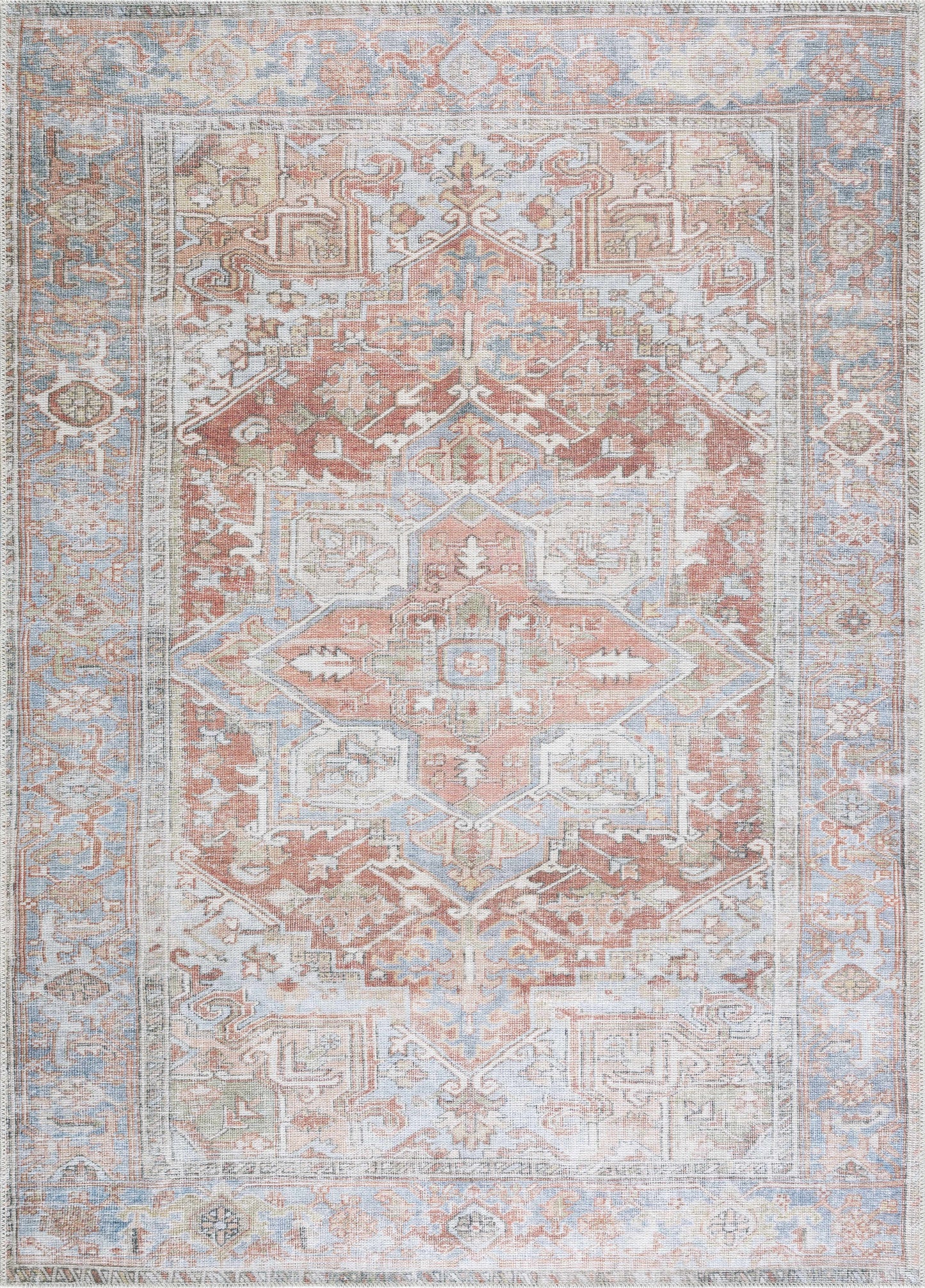 Washable Rust Area Rug - Stylish Durable Easy to Clean