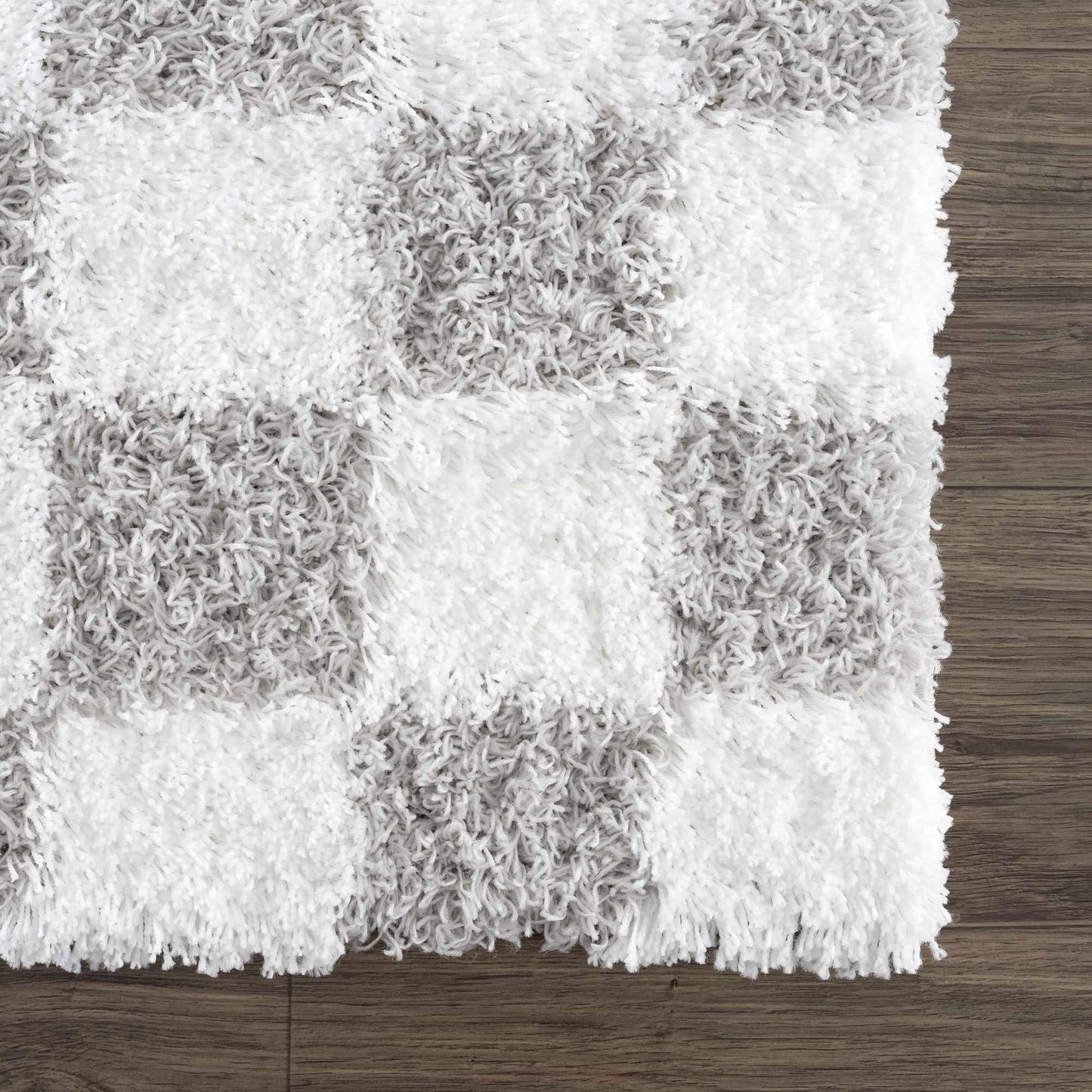Gray Checkered Area Rug - Modern Stylish Home Decor