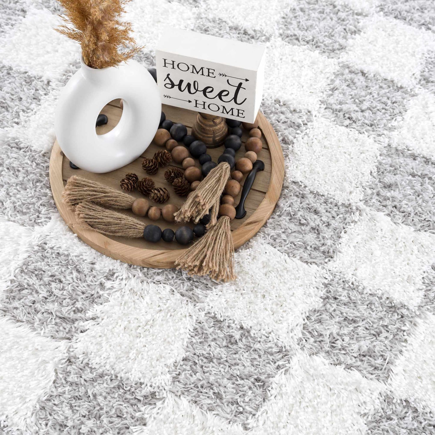 Gray Checkered Area Rug - Modern Stylish Home Decor