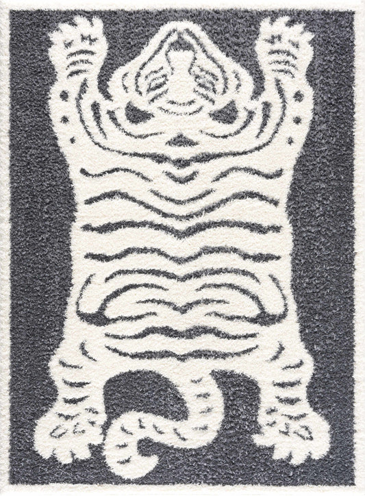 Tibetan Tiger Plush Rug - Zane Collection Charcoal Decor
