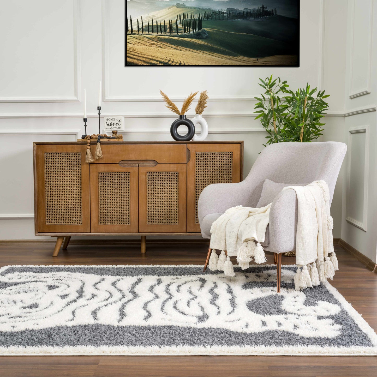 Tibetan Tiger Plush Rug - Zane Collection Charcoal Decor