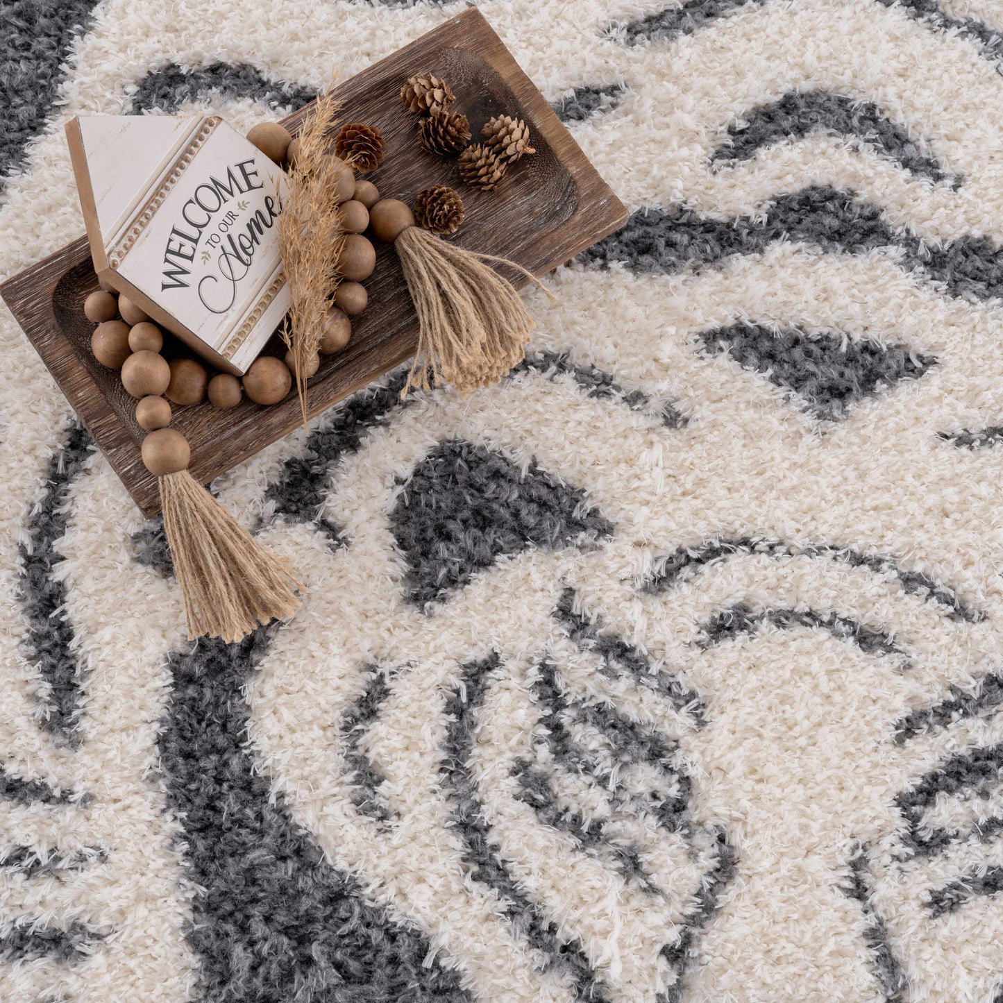 Tibetan Tiger Plush Rug - Zane Collection Charcoal Decor