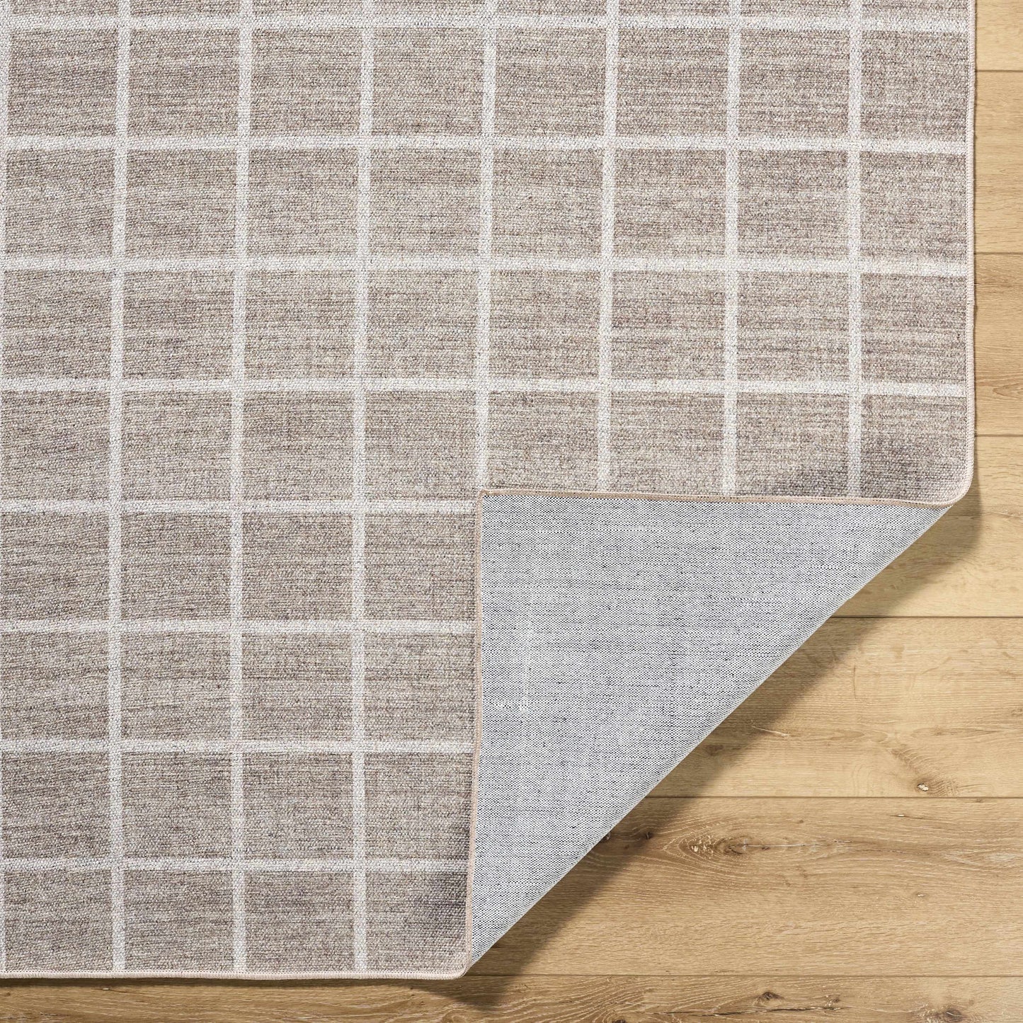 Washable Checkered Wool Area Rug - Stylish Durable Home Decor