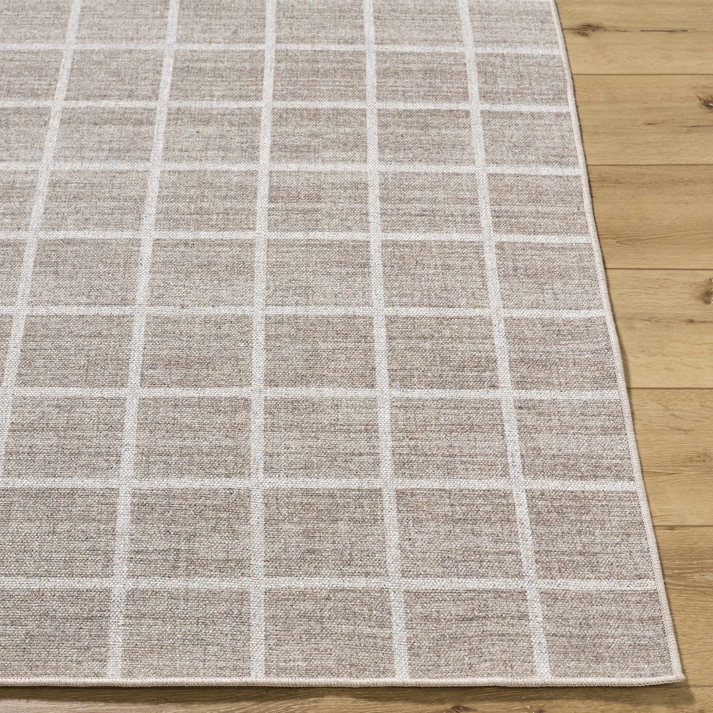 Washable Checkered Wool Area Rug - Stylish Durable Home Decor