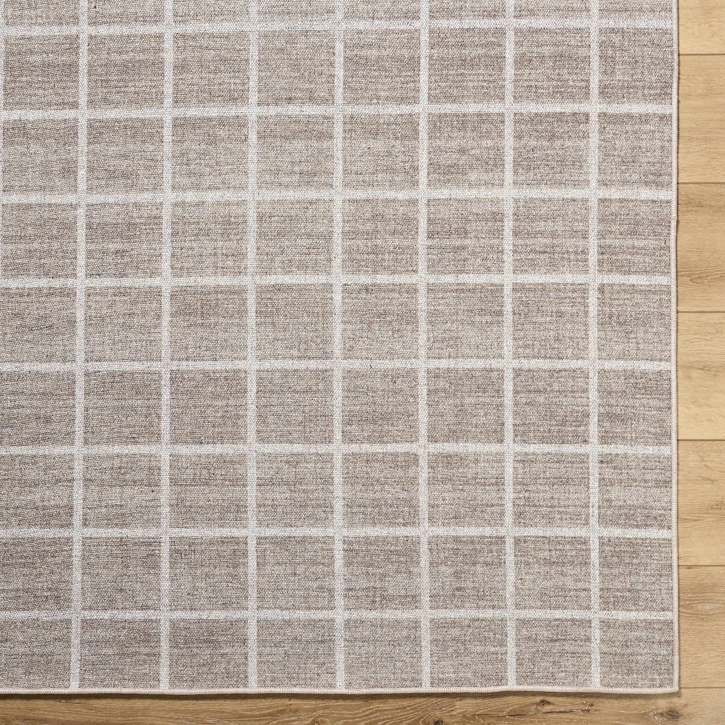 Washable Checkered Wool Area Rug - Stylish Durable Home Decor