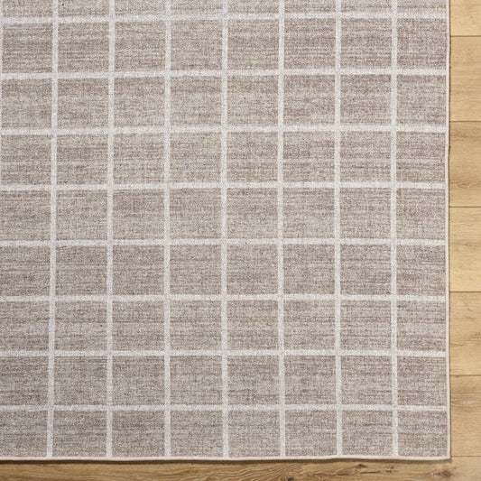 Washable Checkered Wool Area Rug - Stylish Durable Home Decor