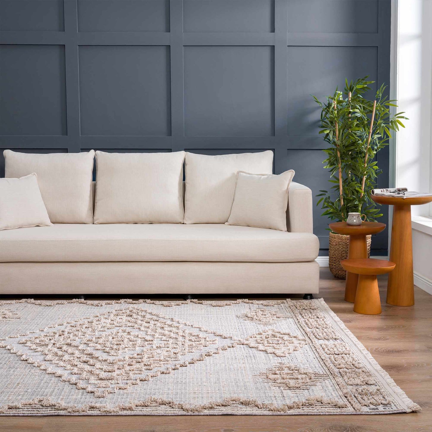 Bohemian Area Rug - High-Low Rustic Design for Cozy Home Décor
