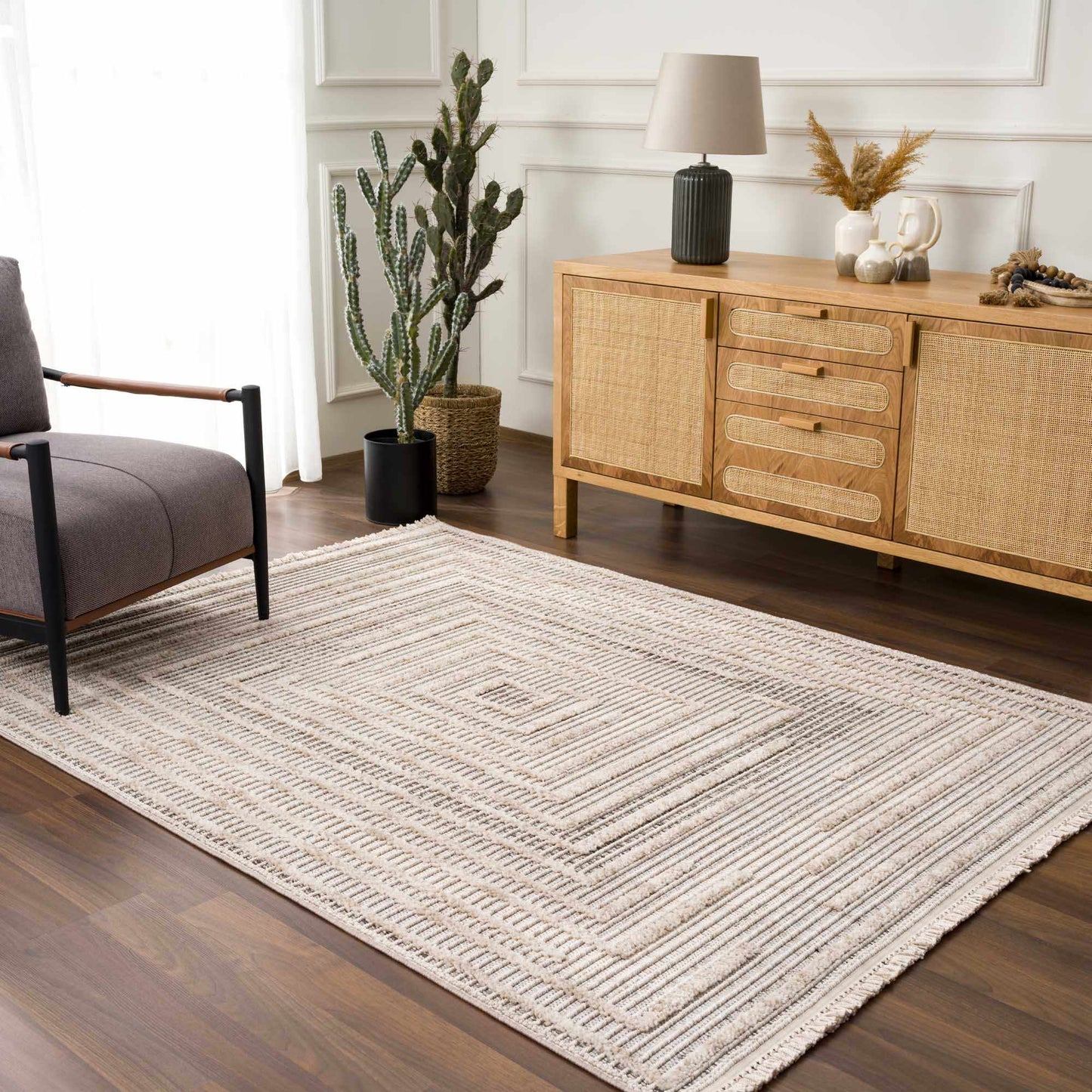 Modern Geometric Area Rug - Stylish Living Room Bedroom Decor