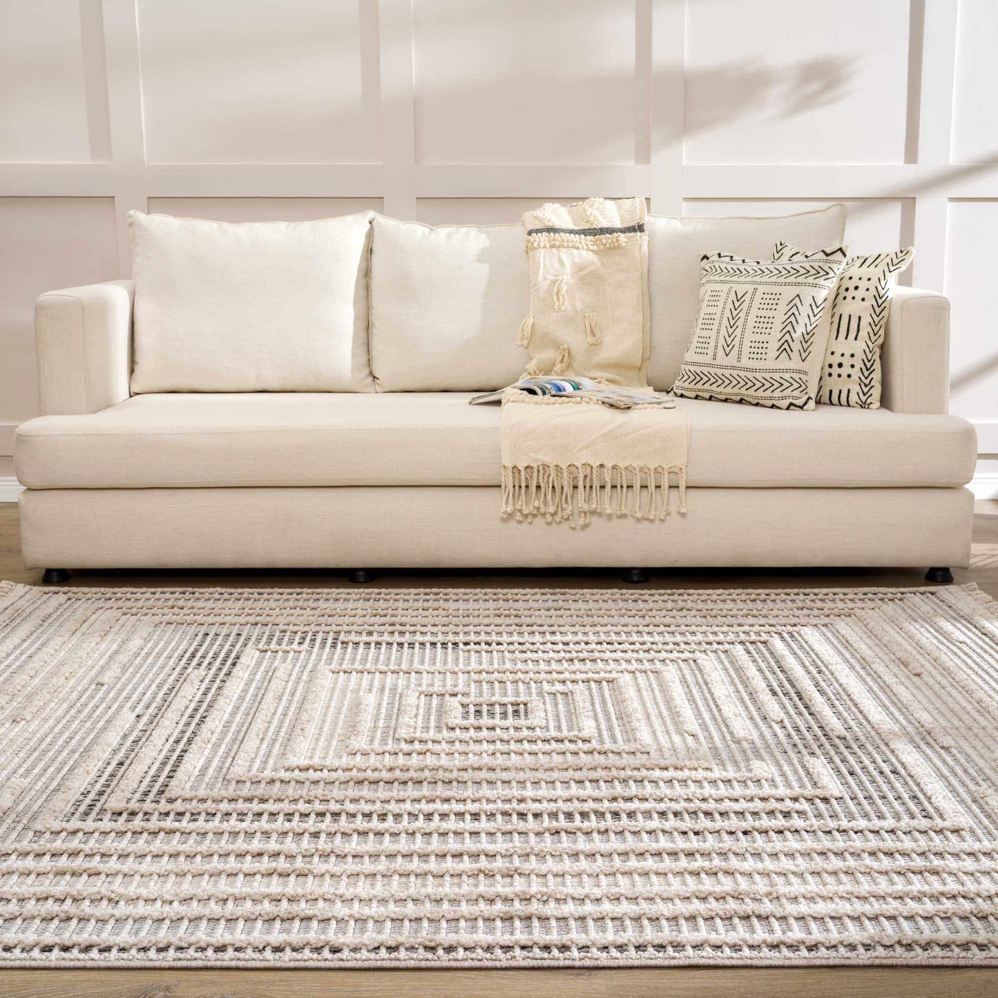 Modern Geometric Area Rug - Stylish Living Room Bedroom Decor