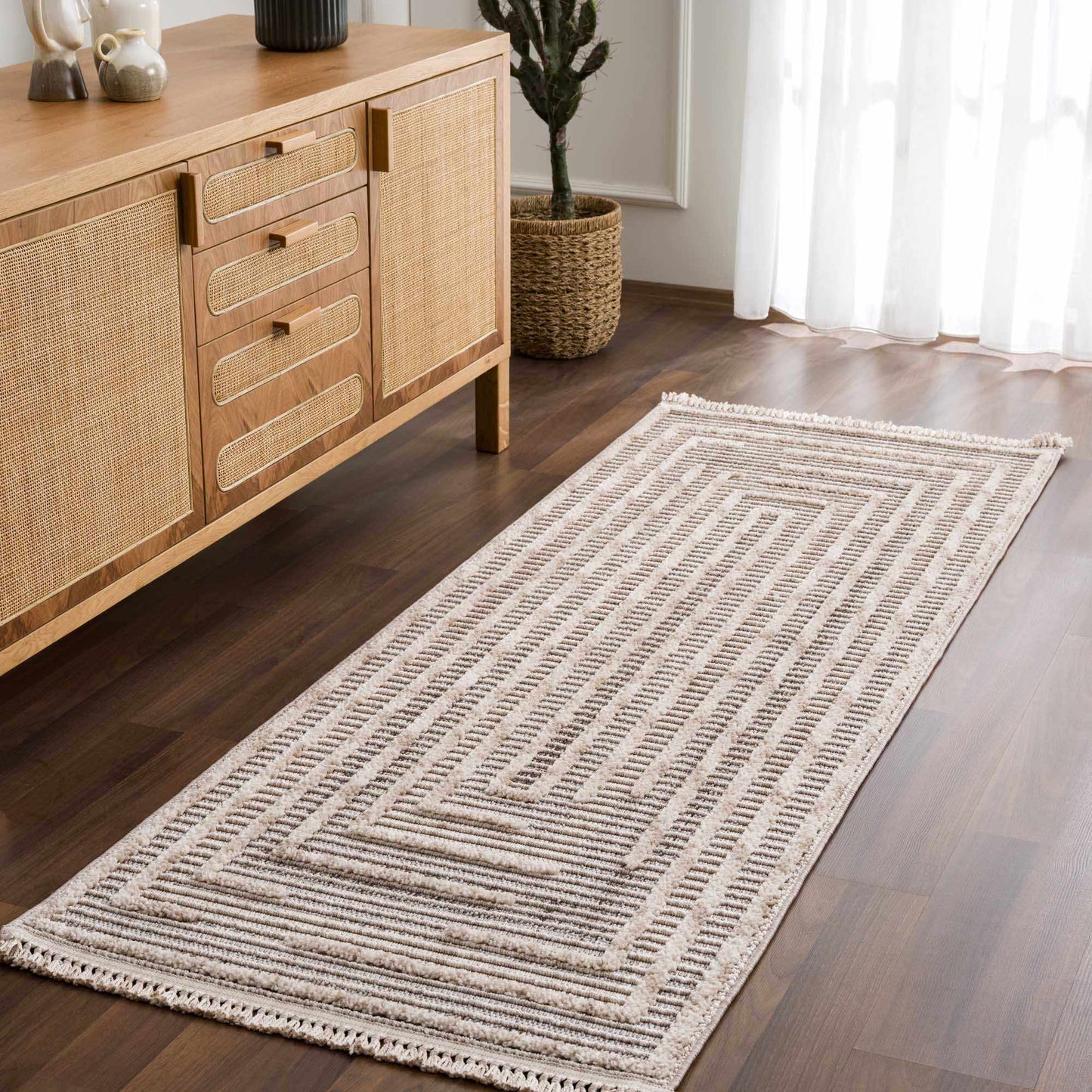 Modern Geometric Area Rug - Stylish Living Room Bedroom Decor