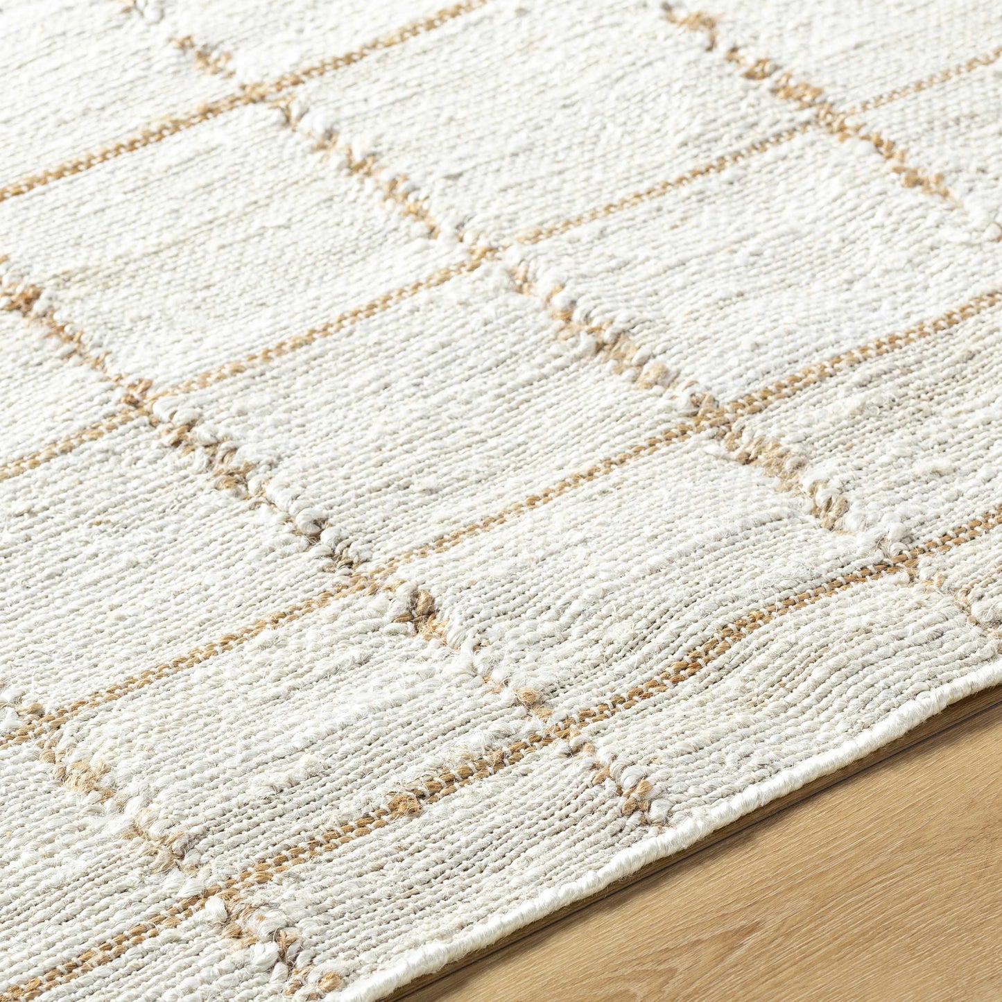 Checkered Jute Area Rug - Eco-Friendly Stylish Floor Decor