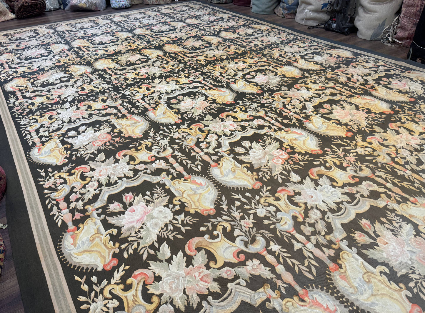 Palace Size Aubusson Rug 12x18 Vintage Handmade Handwoven Wool Masterpiece