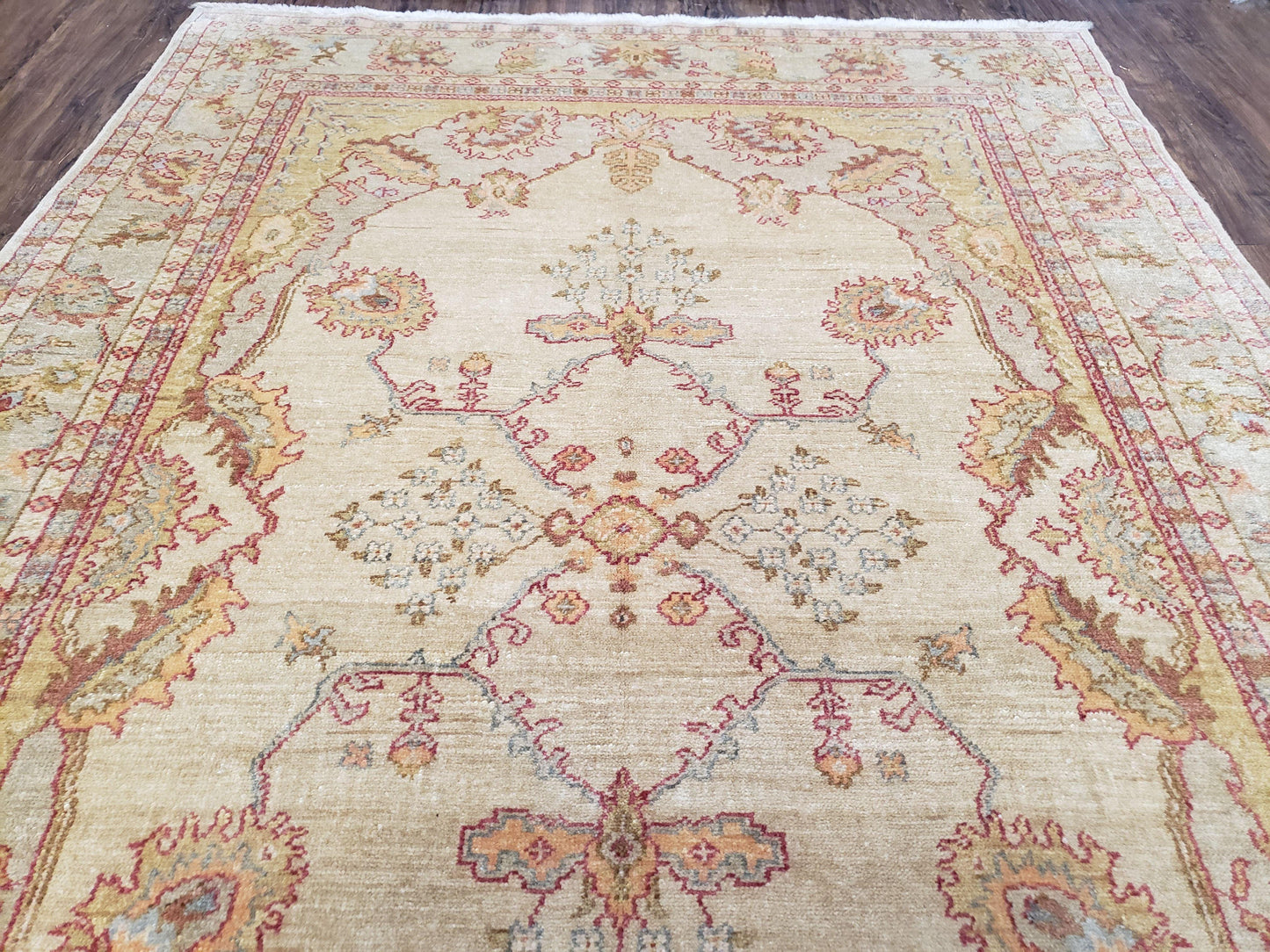 Turkish Oushak Rug Hand Knotted Wool 6x9 Vintage Area Rug