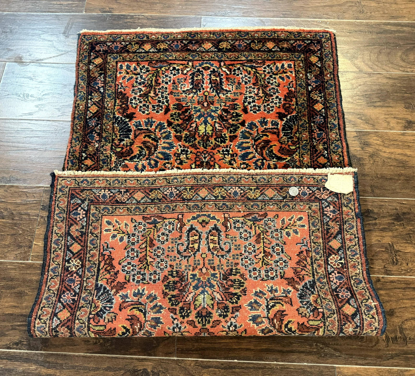 Antique Persian Lilihan Rug 2x4 Red Floral Wool Handmade Carpet