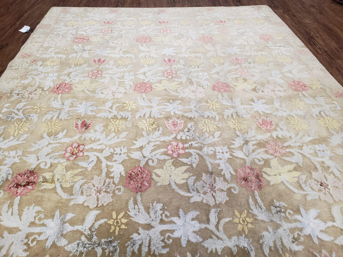 Modern Tibetan Rug 6x9, Wool and Silk Tibetan Rug, Handmade Tibetan Rug, Silk Flowers, Contemporary Rug, Soft Rug, Tibetan Area Rug, Tan