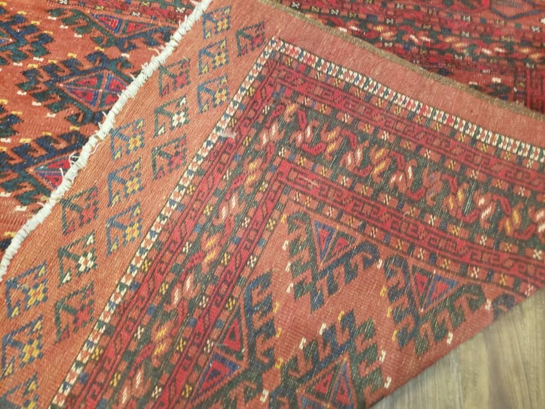 Antique Turkoman Rug Hand Knotted Wool 3ft 4in By 5ft Red Tribal Carpet