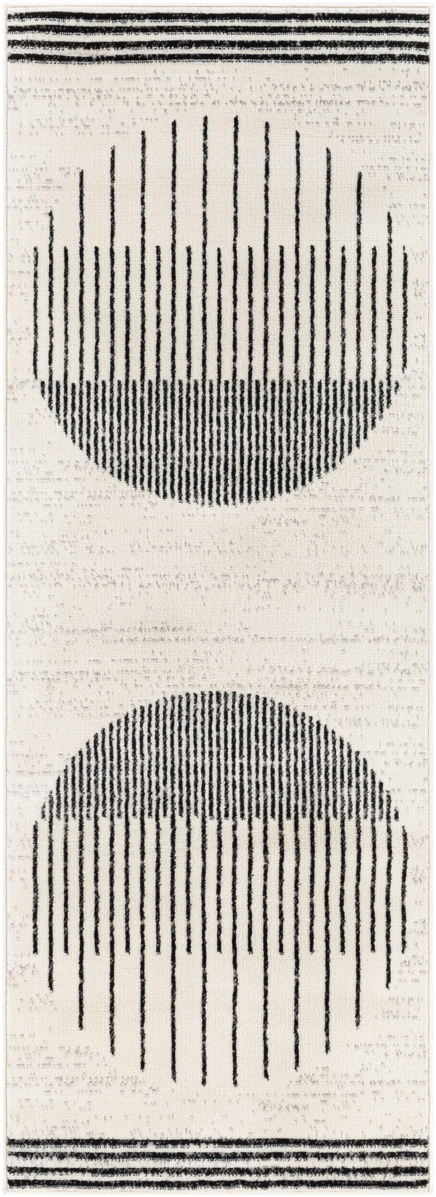 Angus Black White Geometric Area Rug - Modern Home Décor
