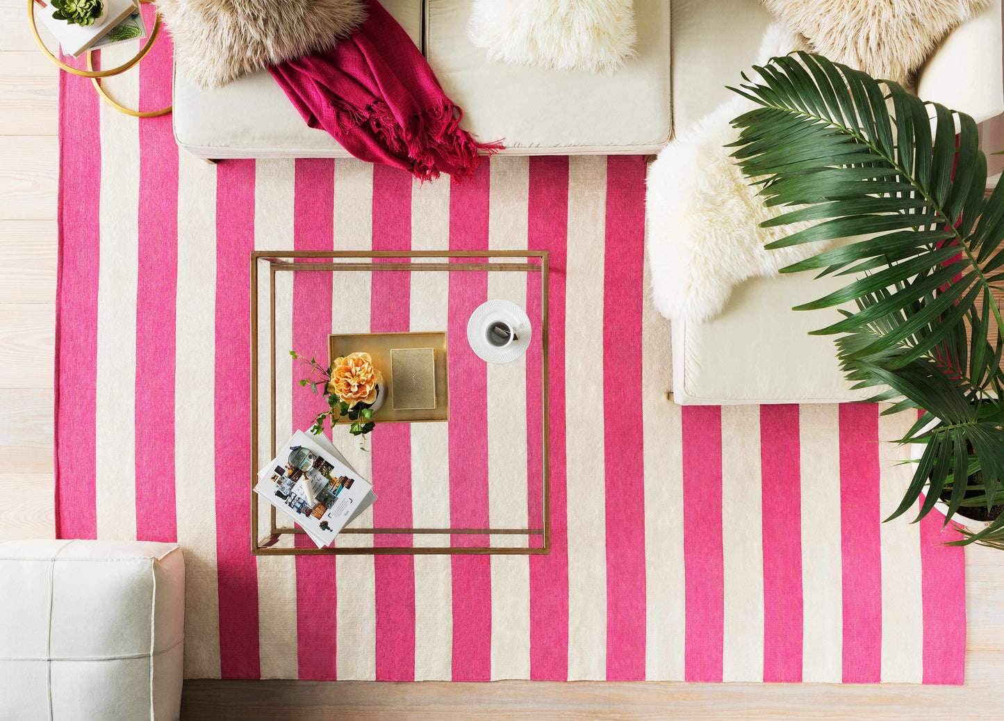 Ivory Pouf By Friendsville Solid And Striped Design Bedrooms