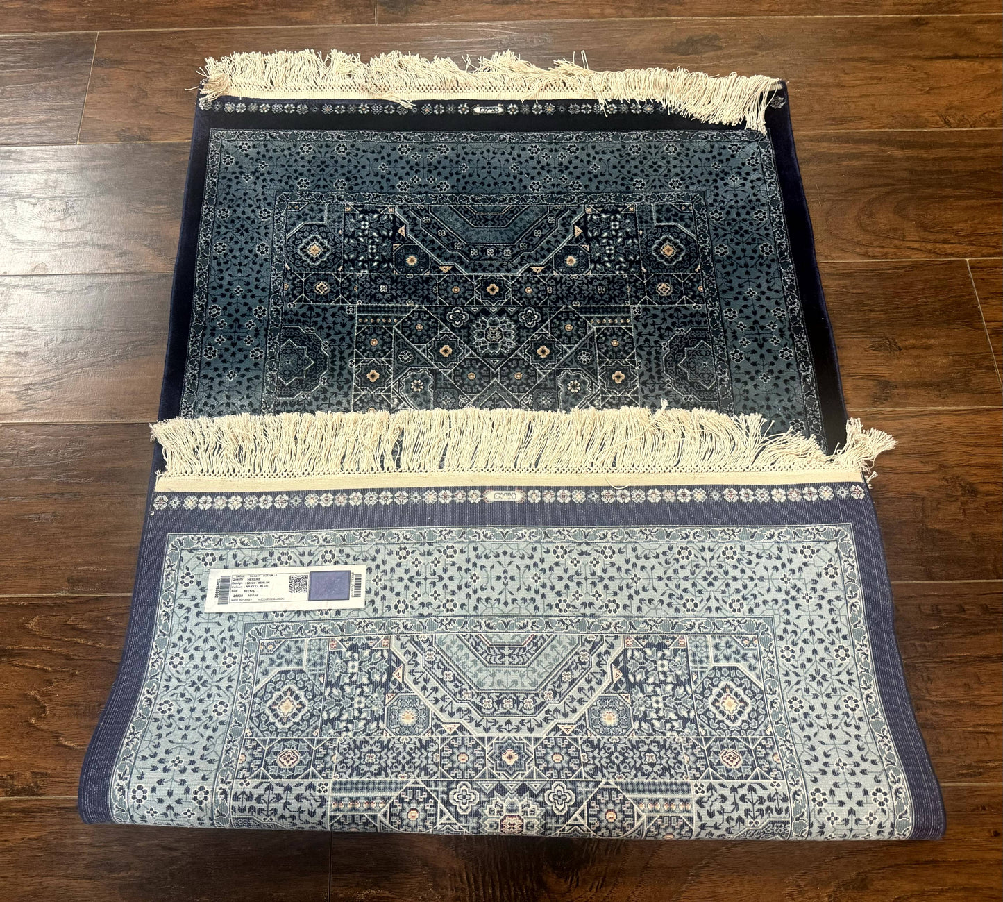 Blue Hereke Turkish Silk Rug Mamluk Bamboo Silk 2.6 By 4 Feet