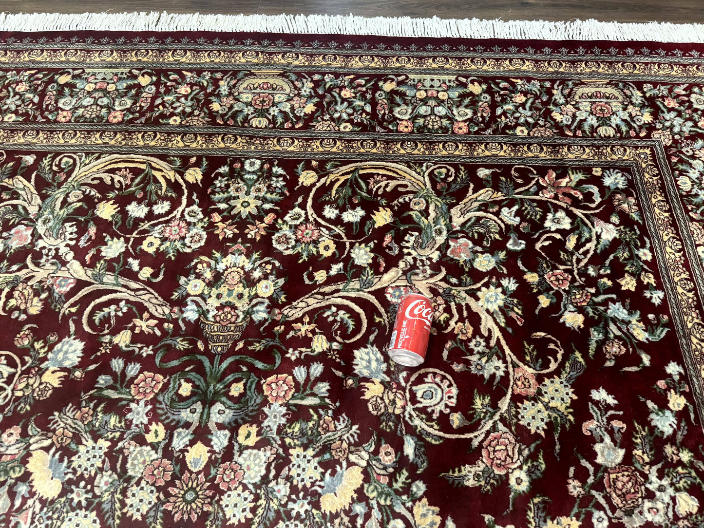 Burgundy Persian Rug 8x10, Pak Persian Floral Carpet, Very Fine 300 KPSI