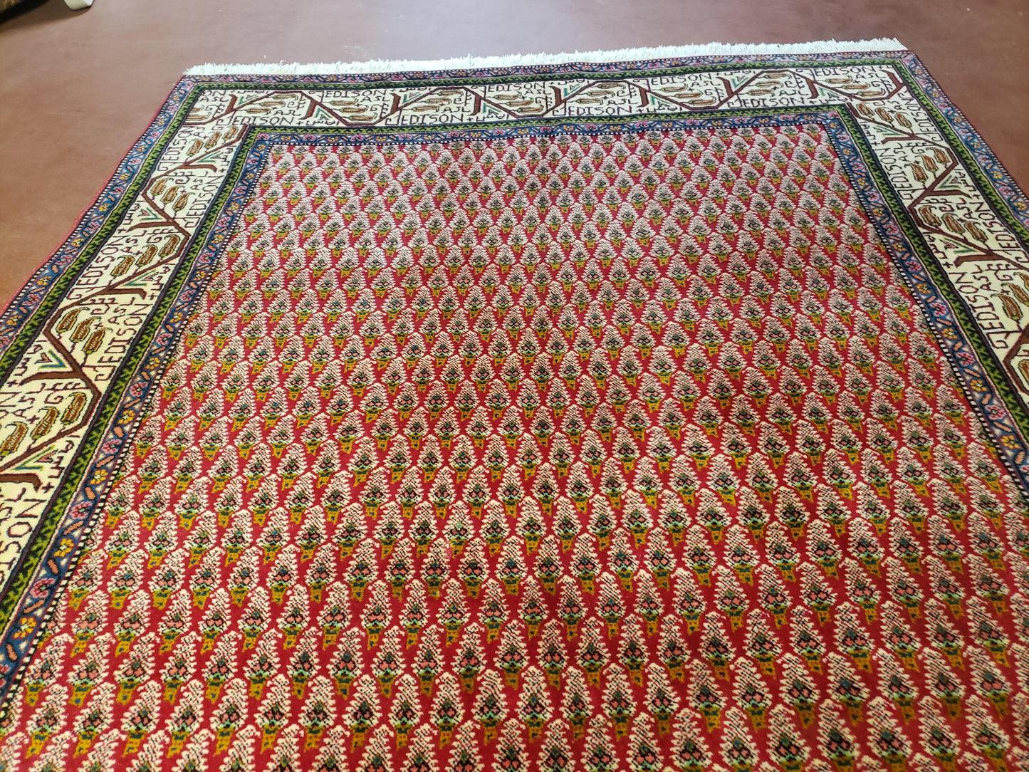 Turkish Tribal Rug Hand Knotted 6x9 Boteh Paisley Pattern Red Beige Wool Carpet