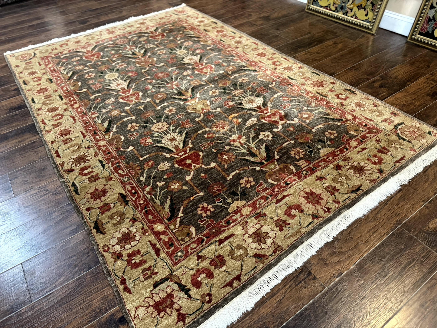 Persian Mahal Rug 6x9 Handmade Wool Oriental Carpet Floral Design